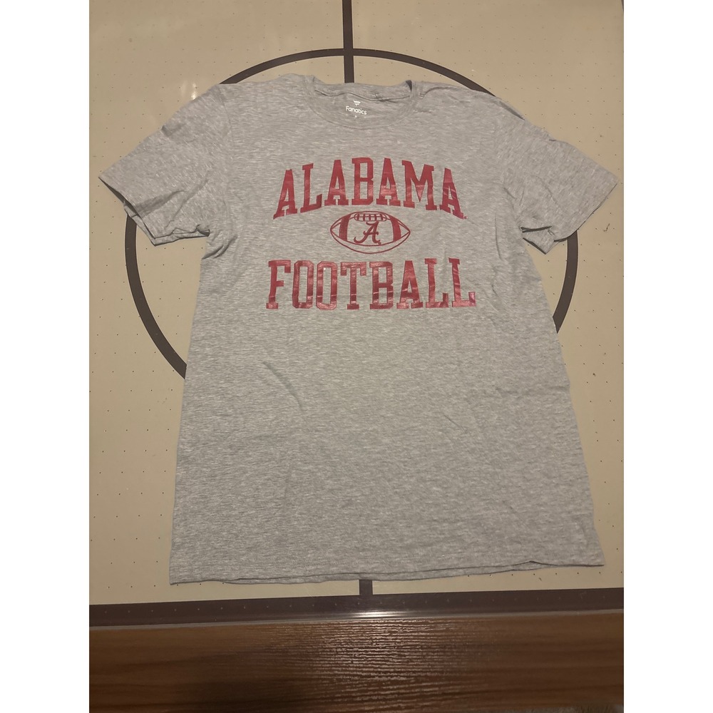 1304 Fanatics Alabama Crimson Tide Football Mens Medium Gray Short Sleeve Tee